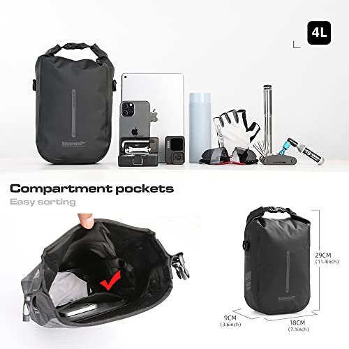 Rhinowalk Bike Front Fork Bag Waterproof Bike Pannier Bag Saddle Bag Shoulder Bag 6L for E-Scooter Mountain Bike Accessories