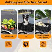 SAMRELAX Large Rear Bike Basket with Waterproof Cover