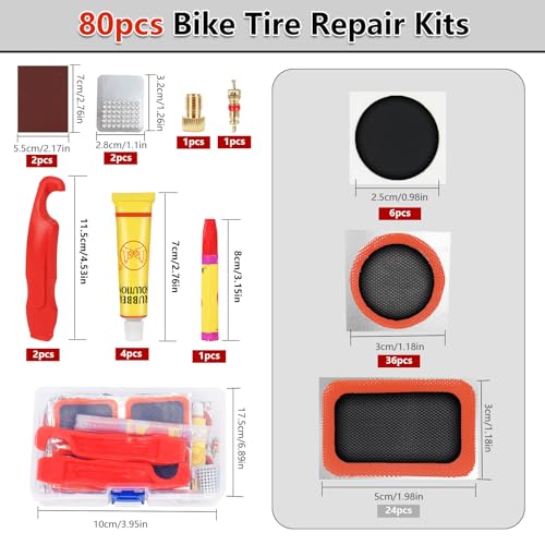 Smelish 80pcs Bike Tire Repair Kit, Self-Adhesive Bike Tire Patch Kit