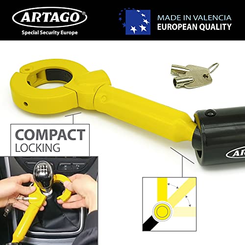 Artago 862A/B Car Handbrake Lock, More Adaptable Thread Adjustment, High Security with Anti-Drill Ball, Compact, Car Anti Theft Brake Gear Shift Knobs Handbrake Lock for Vehicle Van Camper
