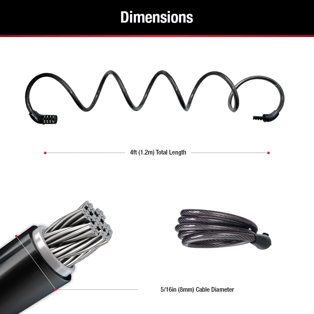 Master Lock Bike Lock Cable with Combination Black