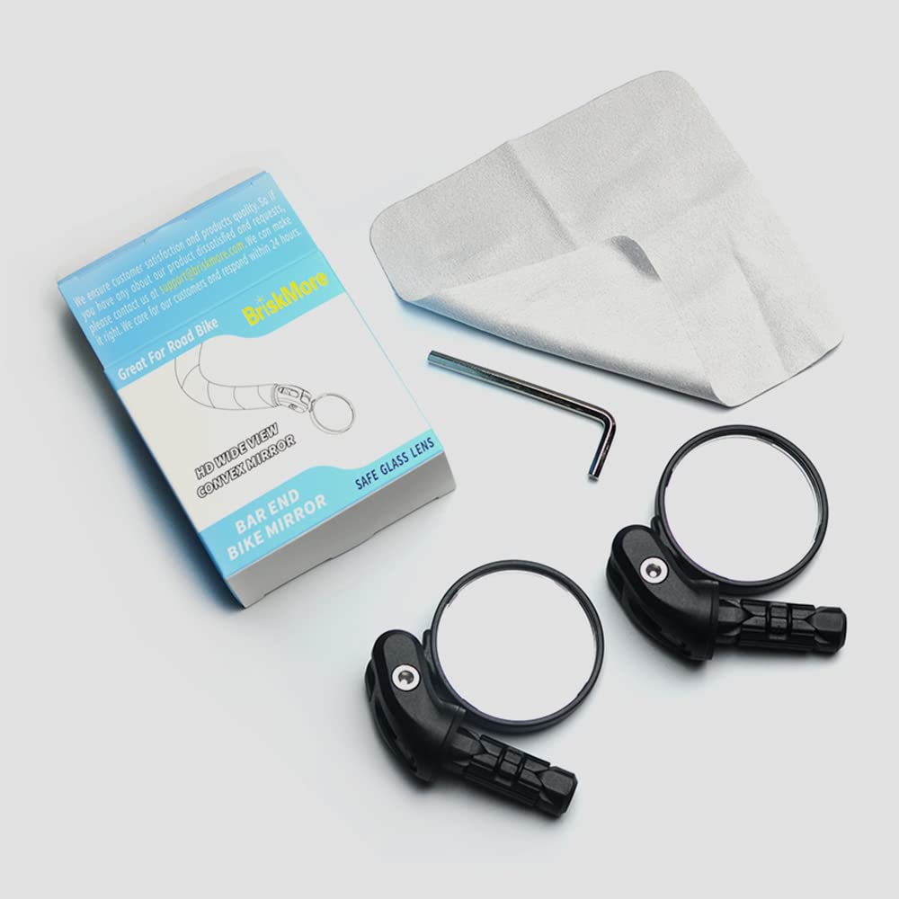 BriskMore HD Glass Bar-End Rearview Mirror for Bicycles