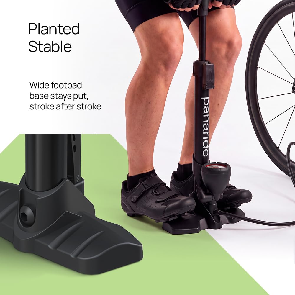 Bike Pump Floor, Advanced Bike Tire Inflator, Bicycle Hand Air Pump with Dual Presta and Schrader Valves, Handheld Pump, Suitable for Road and Mountain Bikes, Baby Stroller, Balls