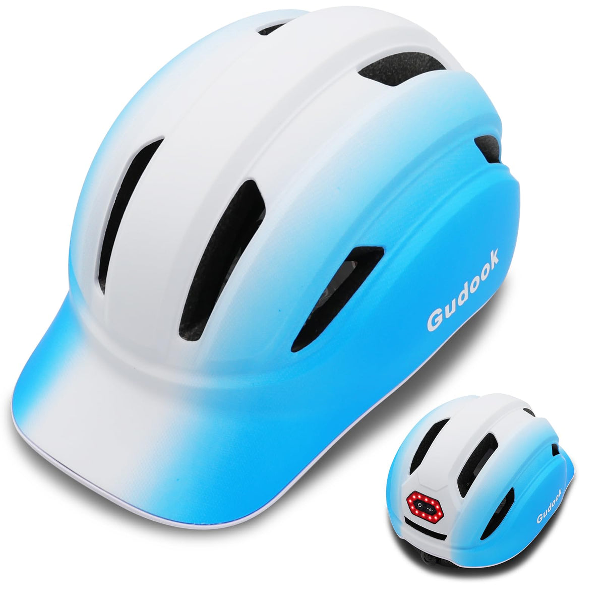 Adult Bike Helmet for Men - Women Bicycle Helmet with LED Rear Light - Certified Comfort Adjustable Baseball Cap Style Cycling Helmets for Urban Commuter Road Biking Scooter