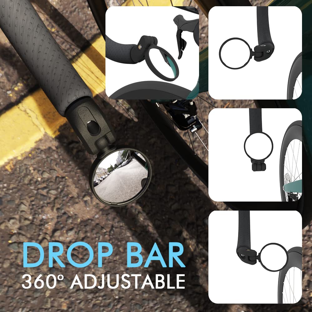 BriskMore HD Glass Bar-End Rearview Mirror for Bicycles