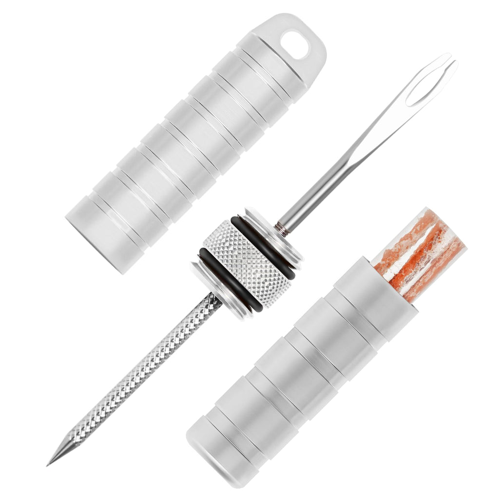 BWSHLF Tubeless Bike Tire Repair Kit for Mountain Bikes & Road Bicycles, Tubeless Tire Plug Kit with Storage Canister, Reamer, Insertion Fork, 10 Bacon Strips, Fix a Puncture or Flat, No Glue Needed