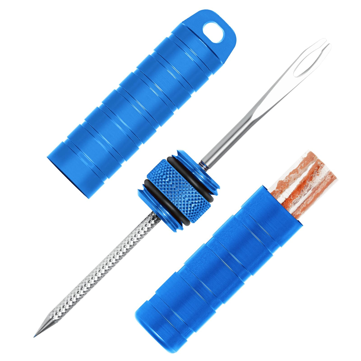BWSHLF Tubeless Bike Tire Repair Kit for Mountain Bikes & Road Bicycles, Tubeless Tire Plug Kit with Storage Canister, Reamer, Insertion Fork, 10 Bacon Strips, Fix a Puncture or Flat, No Glue Needed