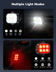 Zewdov Rechargeable Front & Rear Bike Light Set