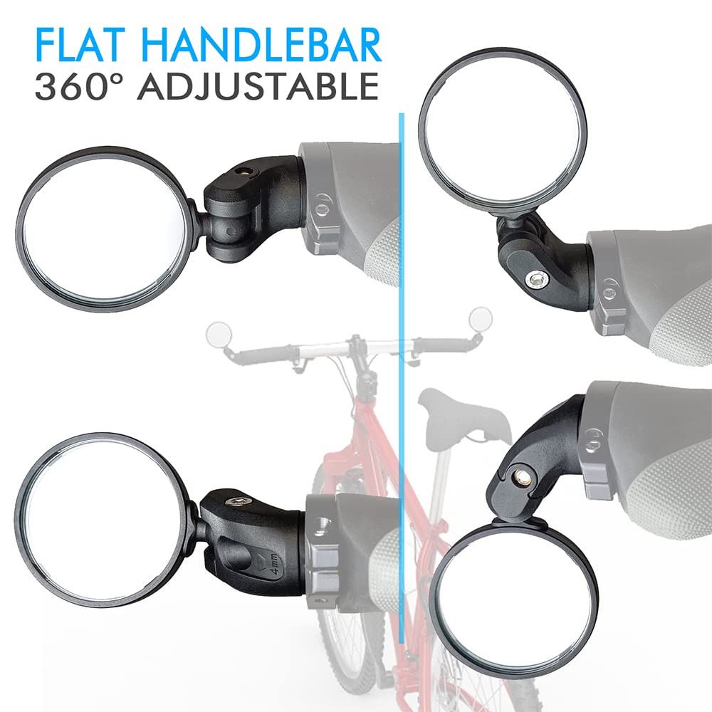 BriskMore HD Glass Bar-End Rearview Mirror for Bicycles