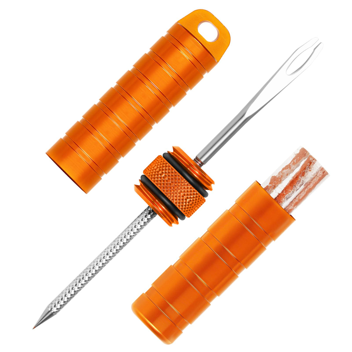 BWSHLF Tubeless Bike Tire Repair Kit for Mountain Bikes & Road Bicycles, Tubeless Tire Plug Kit with Storage Canister, Reamer, Insertion Fork, 10 Bacon Strips, Fix a Puncture or Flat, No Glue Needed