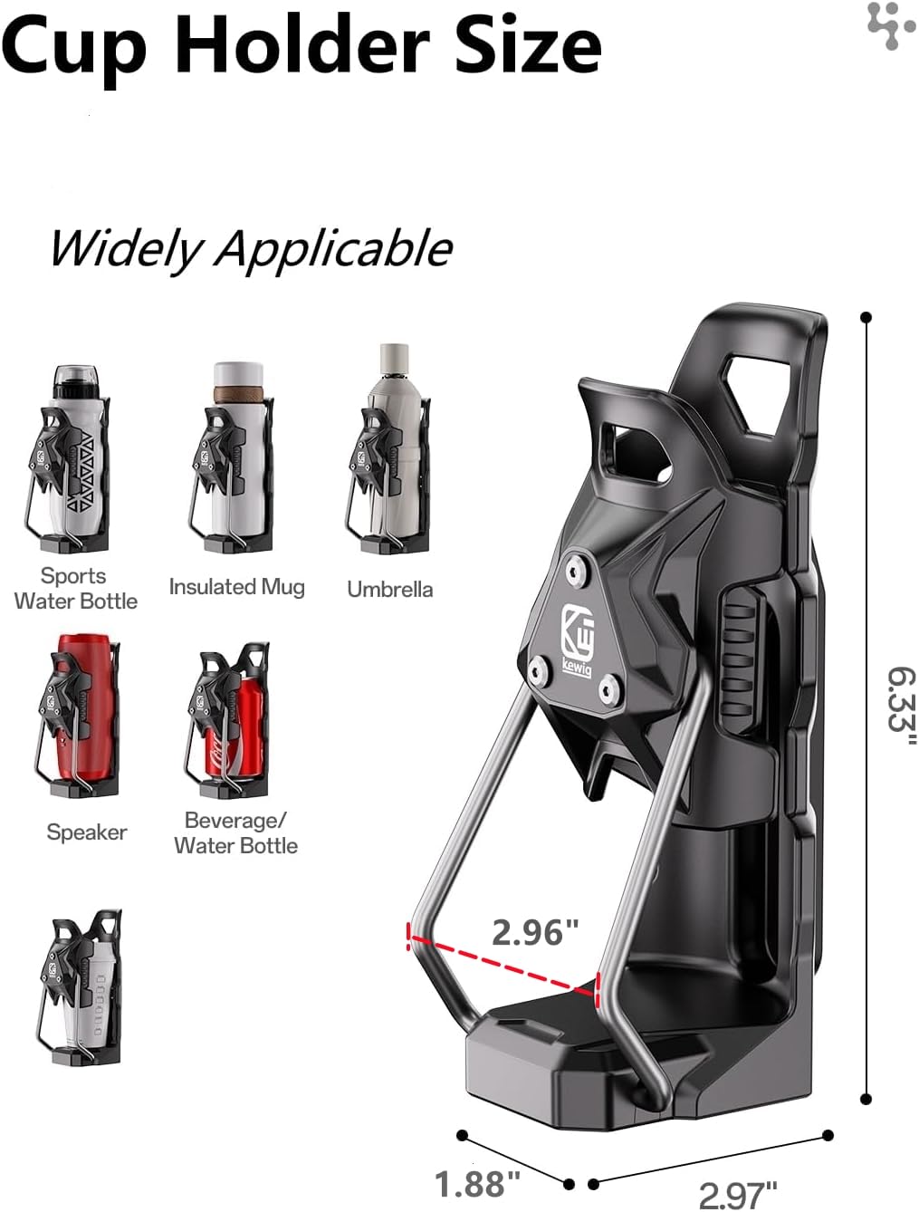 Kewig Anti-Theft Motorcycle Cup Holder, Adaptive Adjustbale Size Cup Holder