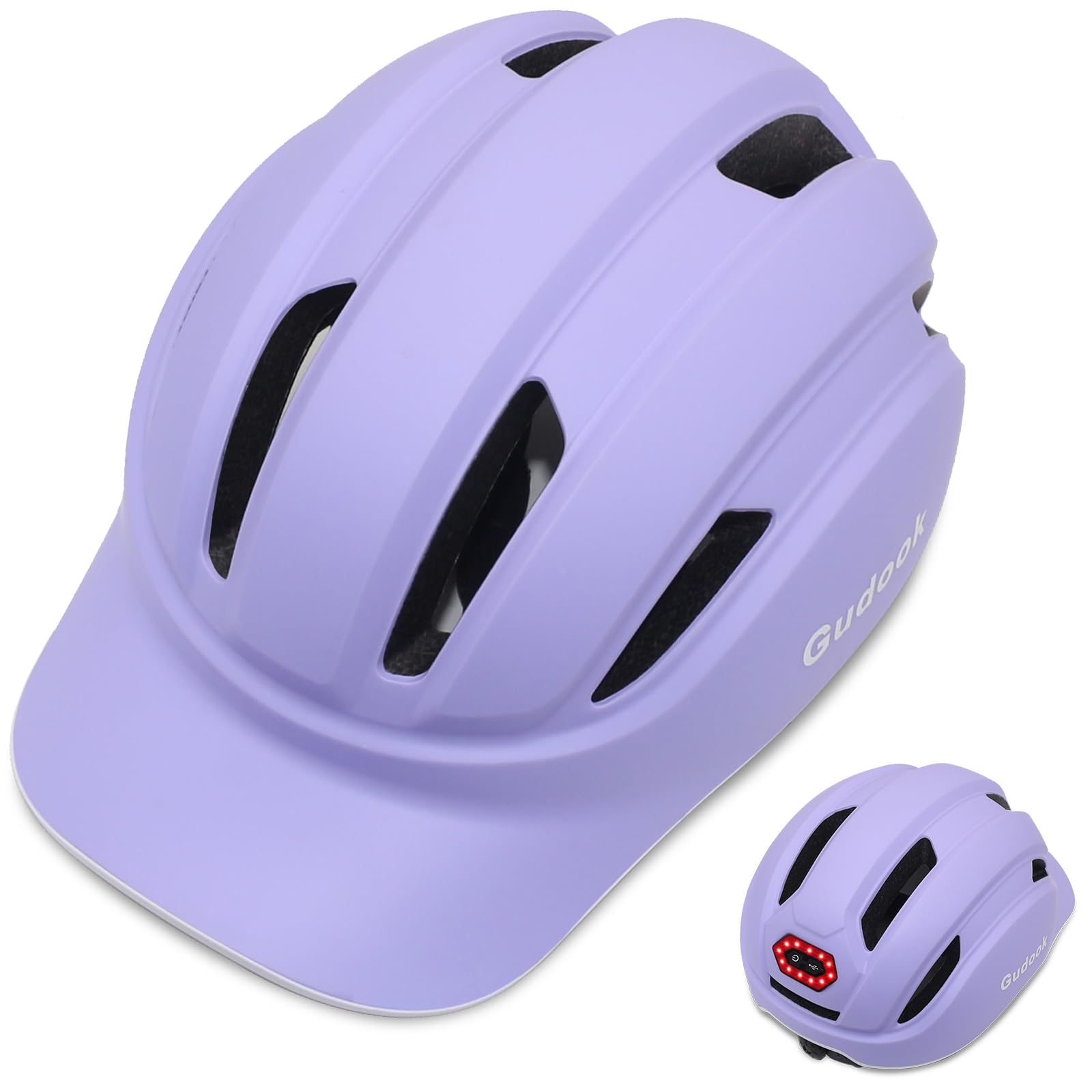 Adult Bike Helmet for Men - Women Bicycle Helmet with LED Rear Light - Certified Comfort Adjustable Baseball Cap Style Cycling Helmets for Urban Commuter Road Biking Scooter