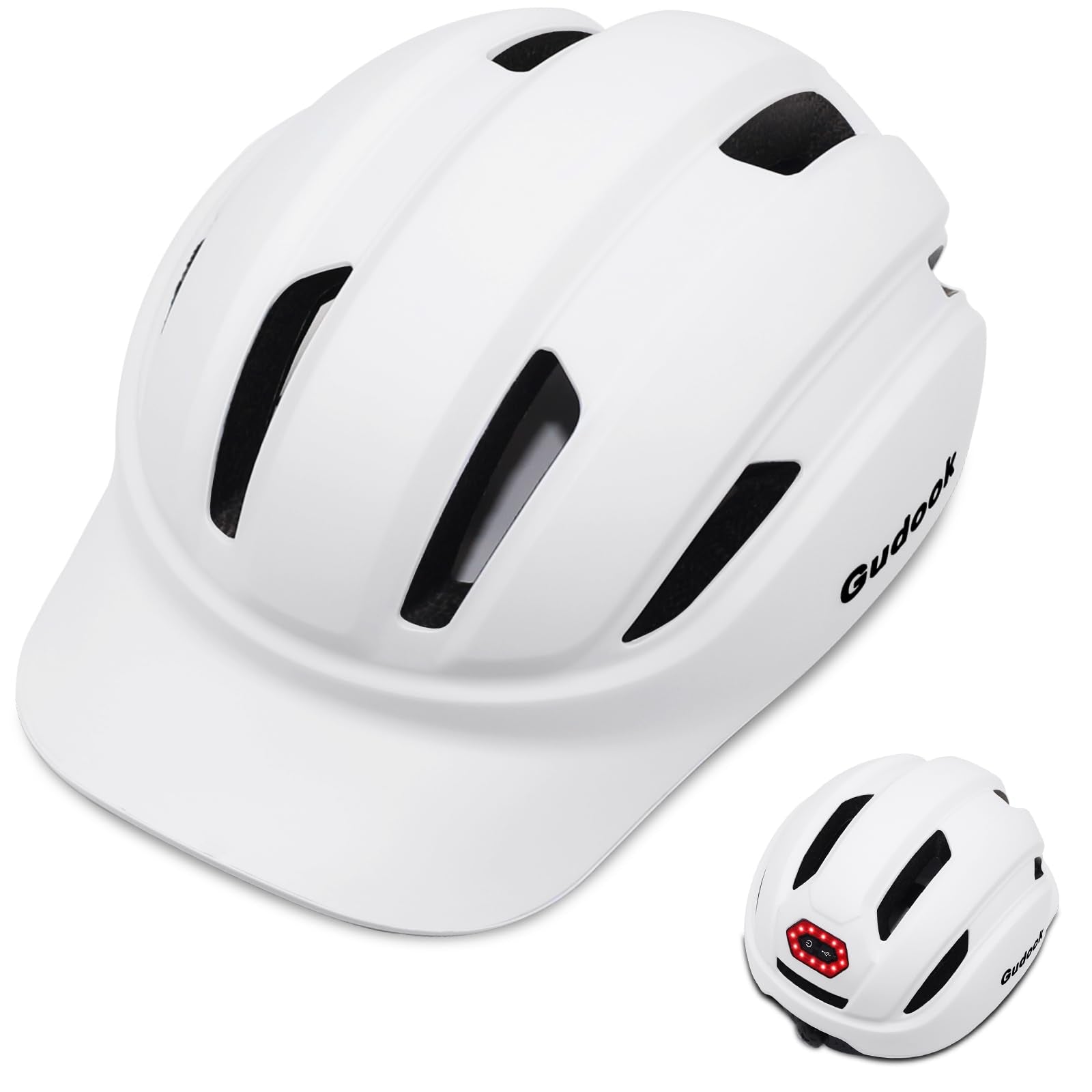 Adult Bike Helmet for Men - Women Bicycle Helmet with LED Rear Light - Certified Comfort Adjustable Baseball Cap Style Cycling Helmets for Urban Commuter Road Biking Scooter