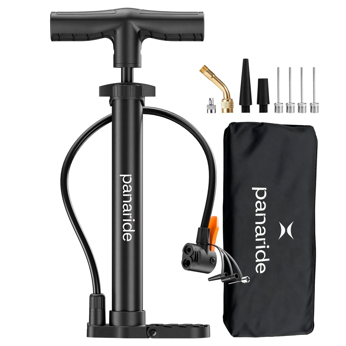 Bike Pump Floor, Advanced Bike Tire Inflator, Bicycle Hand Air Pump with Dual Presta and Schrader Valves, Handheld Pump, Suitable for Road and Mountain Bikes, Baby Stroller, Balls