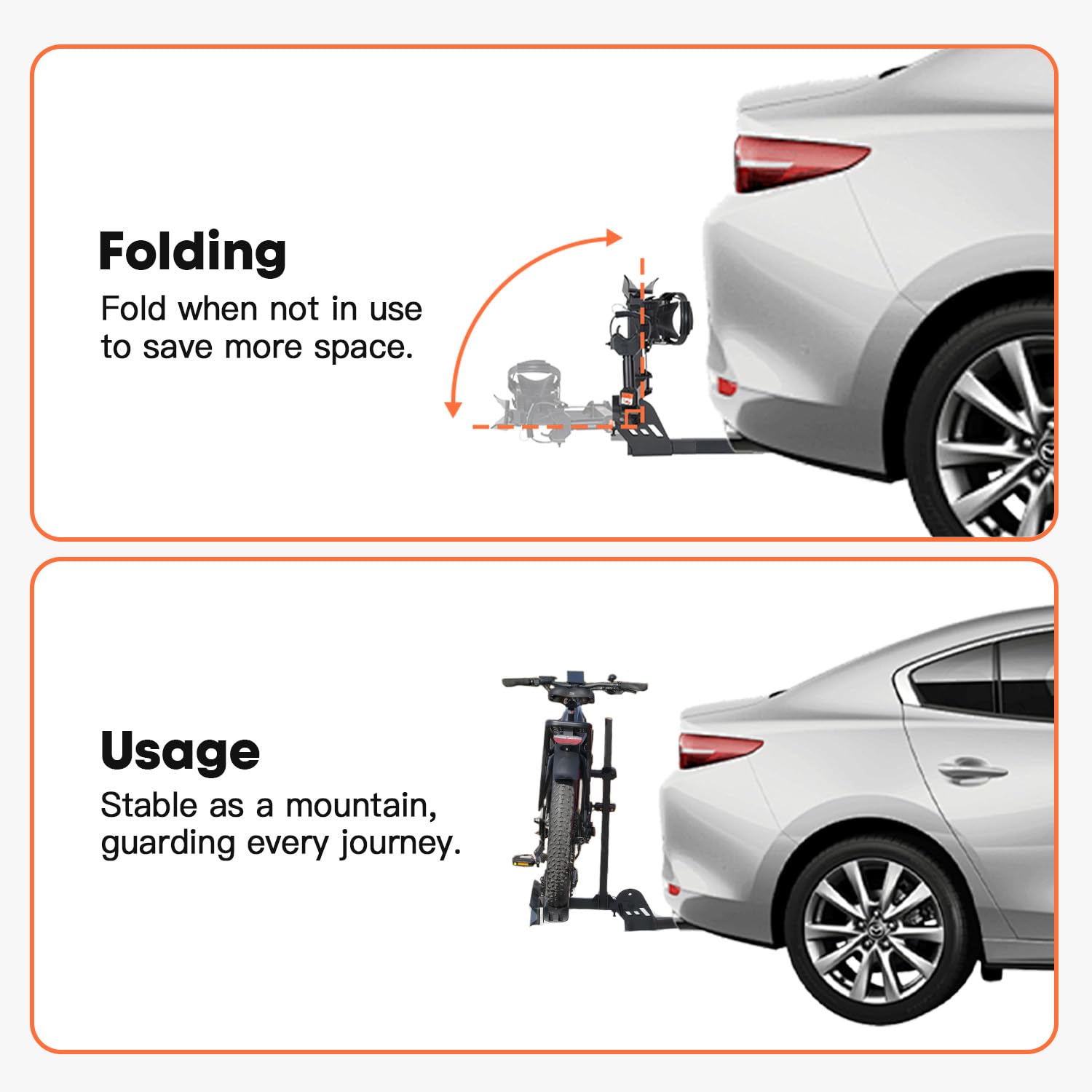 Heavy-Duty Foldable E-Bike Hitch Rack for 2-Inch Receivers