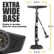 BV 160 PSI Bike Floor Pump with Smart Presta & Schrader Valve