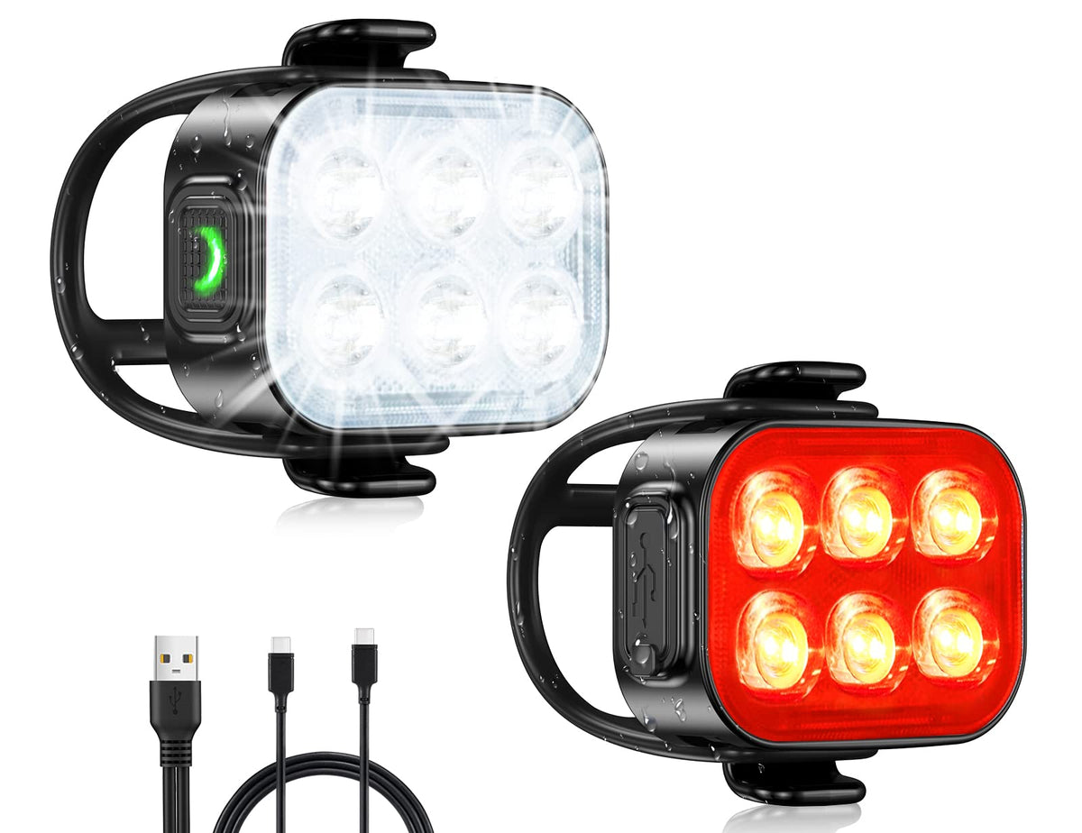 Zewdov Rechargeable Front & Rear Bike Light Set