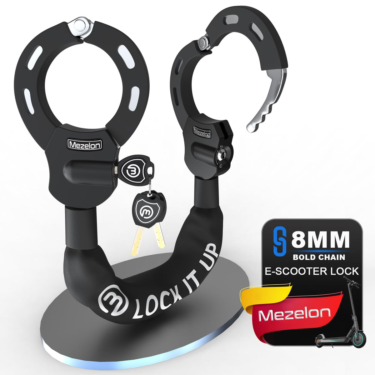 Heavy-Duty 8mm Chain Lock for E-Bikes & Electric Scooters