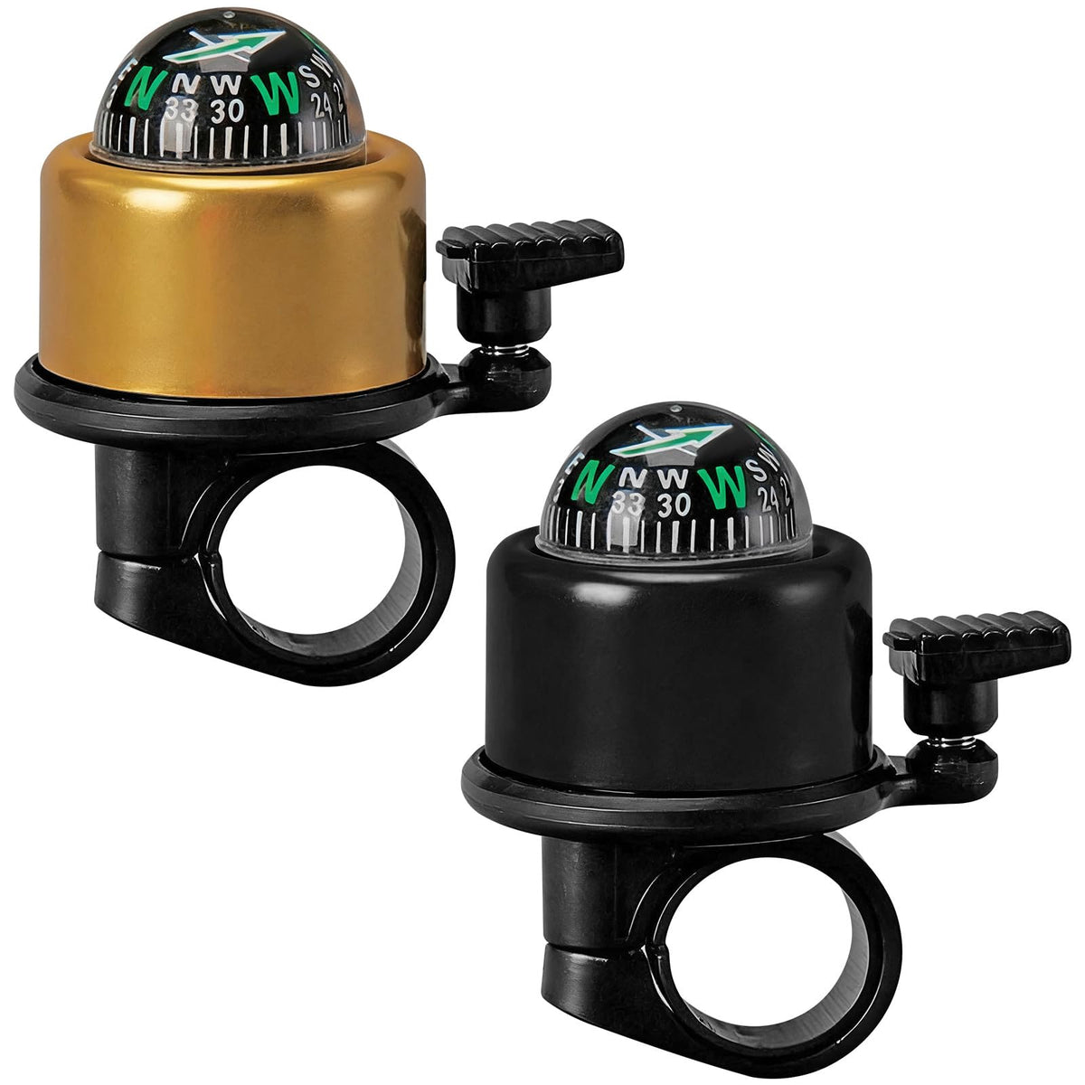 2-Pack Aluminum Alloy Compass Bike Bells for 22.2mm Handlebars