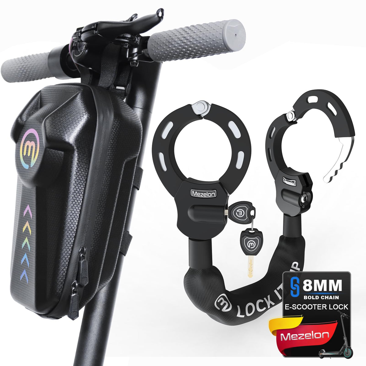 Heavy-Duty 8mm Chain Lock for E-Bikes & Electric Scooters