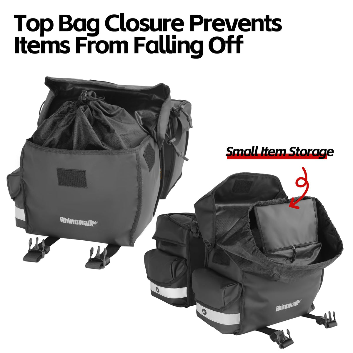 Rhinowalk Bike Pannier Bag Double Pannier Bags Saddle Bags for Rear Rack Bicycles With Carrying Handle Professional Cycling Accessories-Black