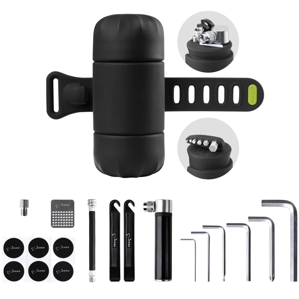 BONE Bike Portable Tool Kit, 14-in-1 Bicycle Repair Capsule, Scratch-Free & Waterproof Silicone Bag for Emergency Maintenance, Cycling accessory with Tire Pump & Wrench for Camping & Travel