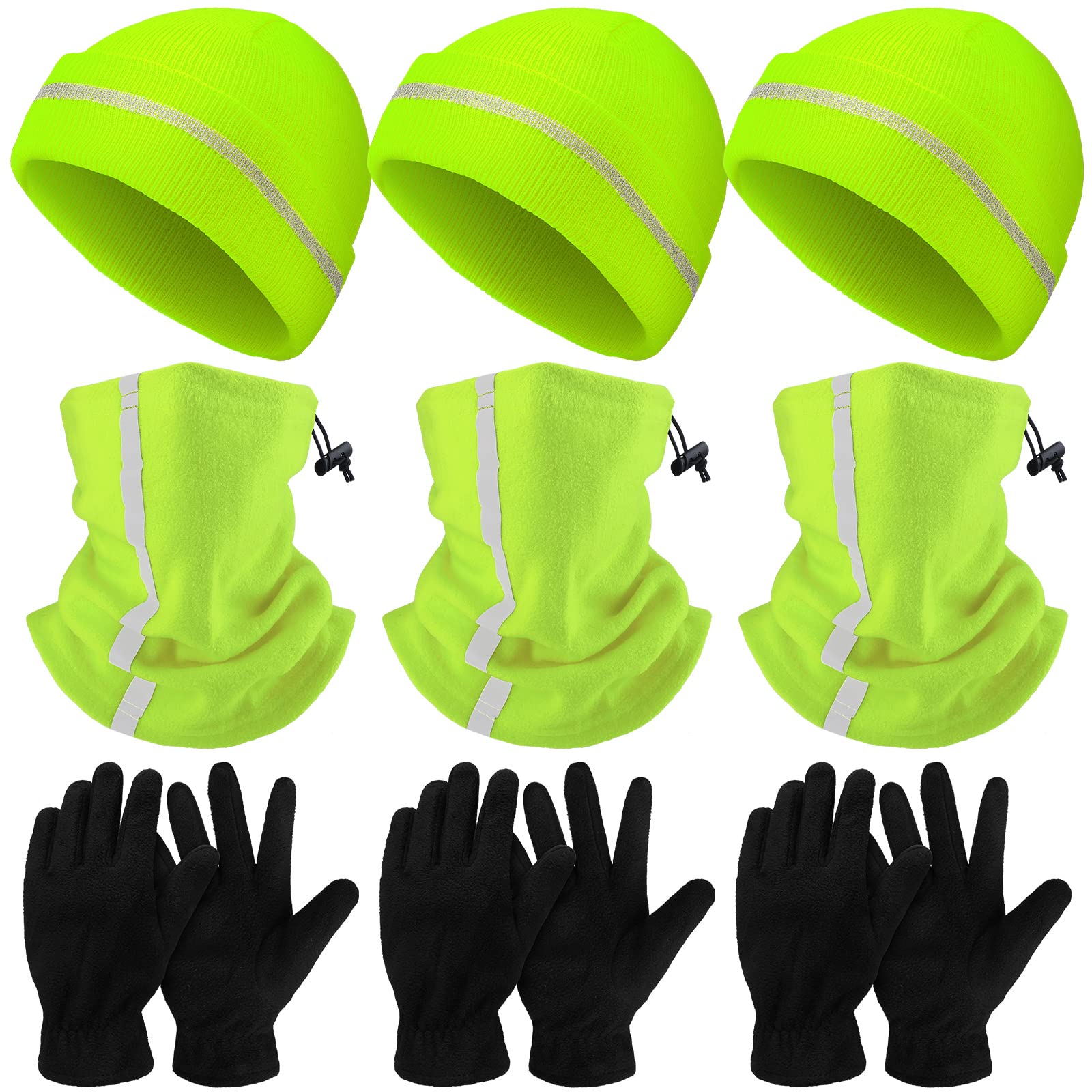 Eurzom 9 Pcs Reflective Beanie Set