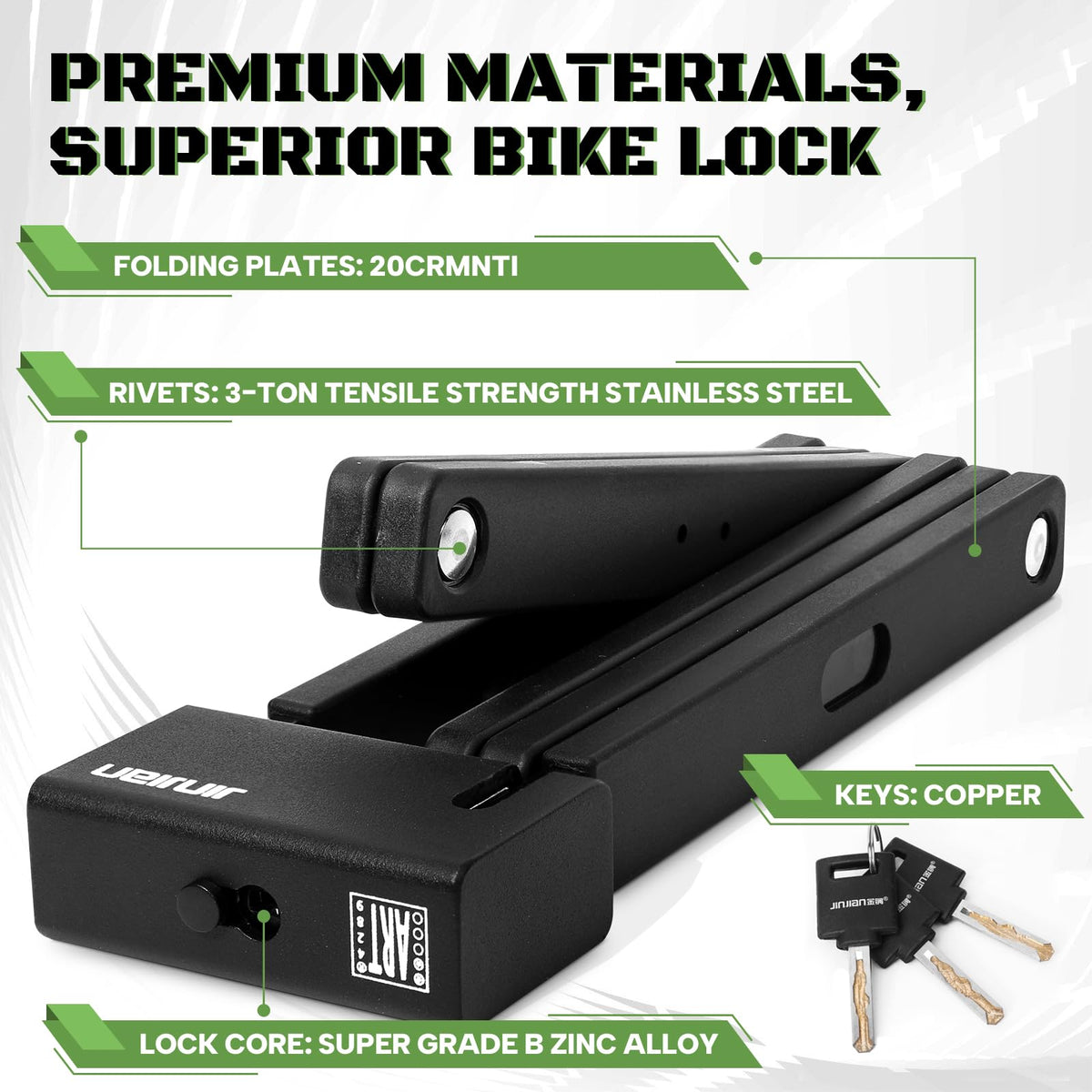 RACEDUEL Heavy-Duty Folding E-Bike Lock, Sold Secure Gold