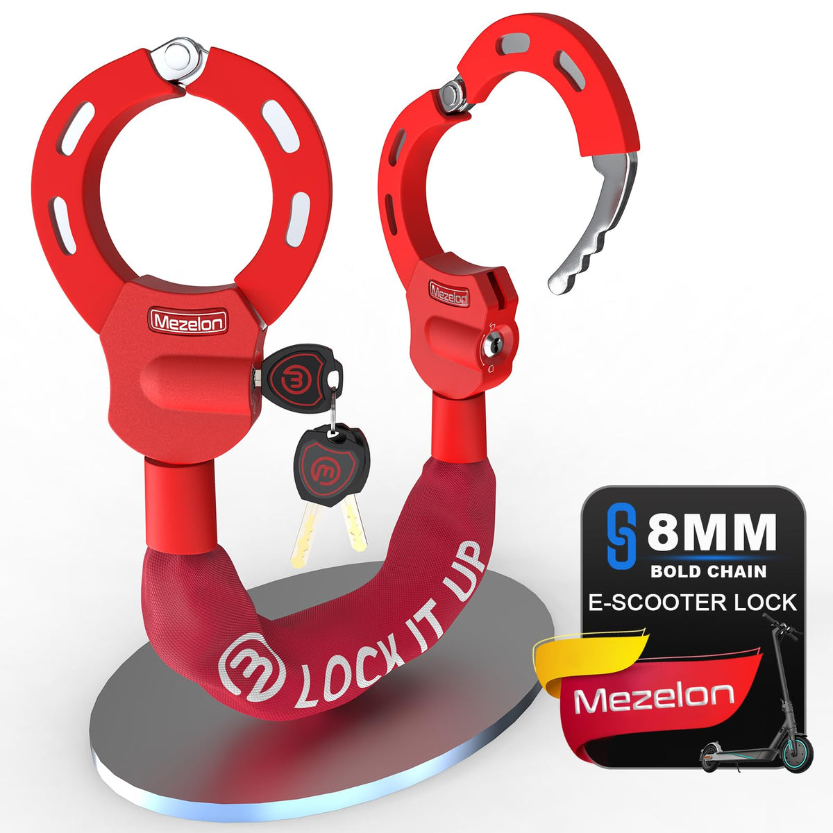 Heavy-Duty 8mm Chain Lock for E-Bikes & Electric Scooters