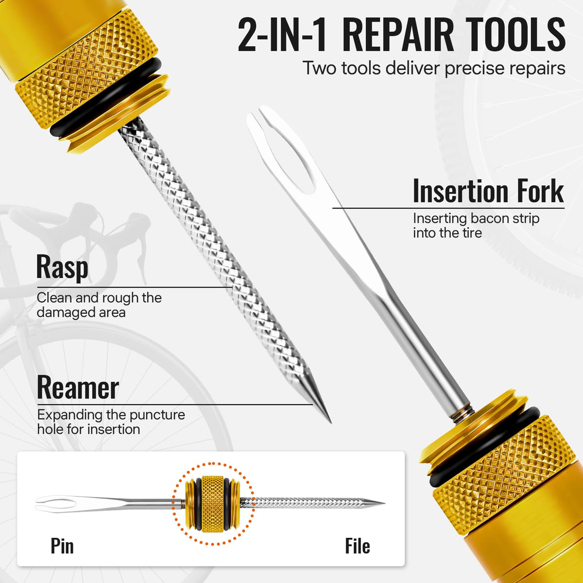 BWSHLF Tubeless Bike Tire Repair Kit with 10 Plugs