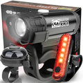 USB Rechargeable Bike Lights Set with Bell, LED Bicycle Front Rear Light