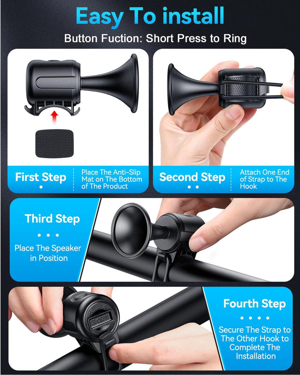 130dB Electric Bike Horn for Bikes, Scooters & E-Bikes