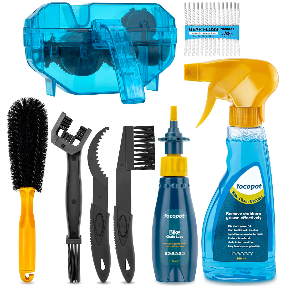 focopot Bike Cleaning Kit with Bike Chain Degreaser,Scrubber,Lube