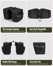 Marscamd 35L Rear Bike Panniers with Rain Cover
