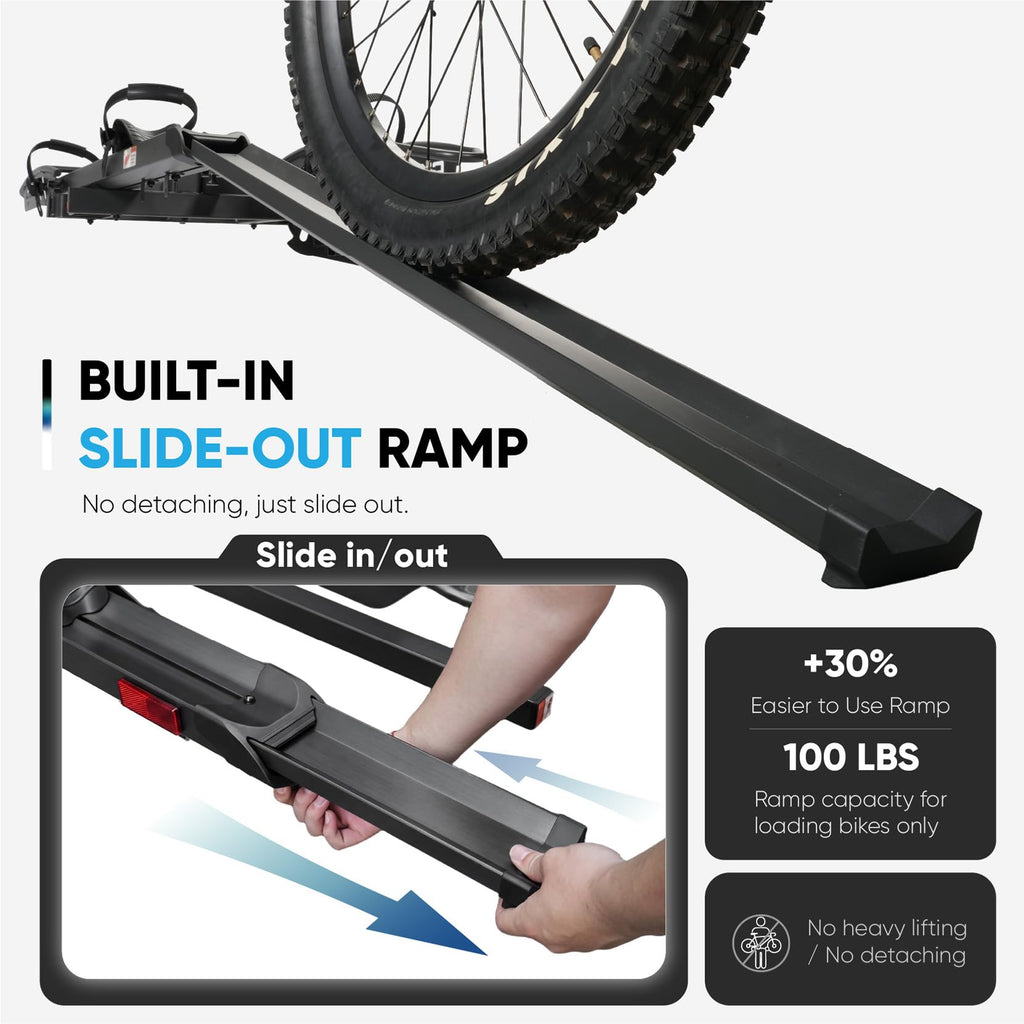 CYKE Oxen W 2-Bike E-Bike Hitch Rack with Slide-Out Ramp