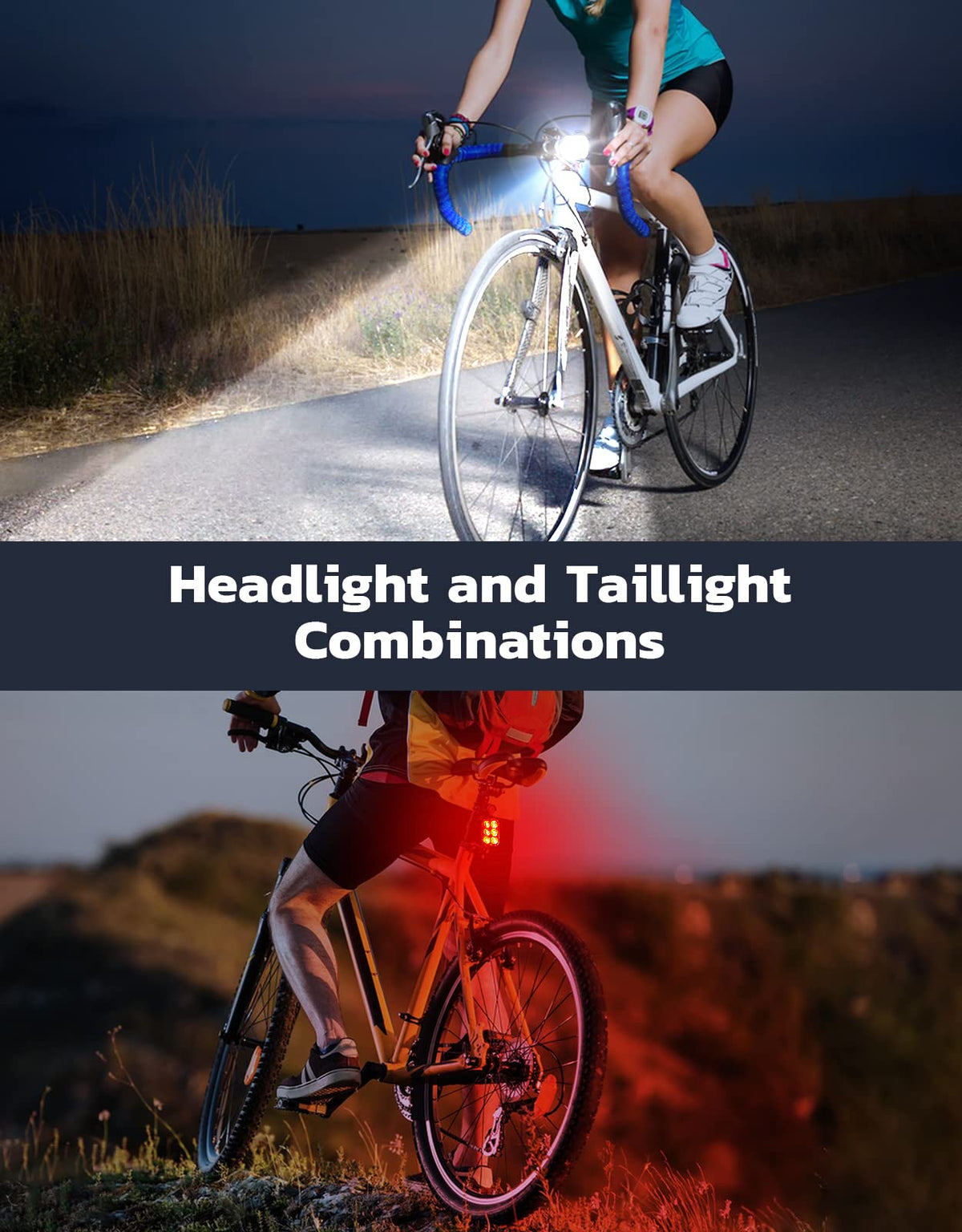 Zewdov Rechargeable Front & Rear Bike Light Set