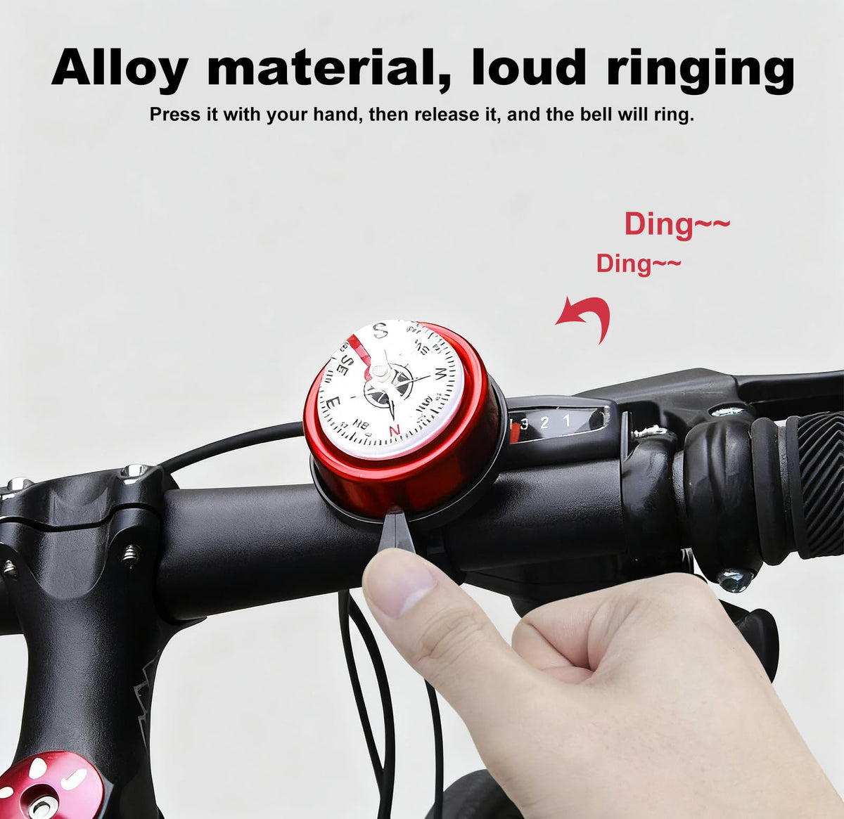 2-Pack Aluminum Alloy Compass Bike Bells for 22.2mm Handlebars