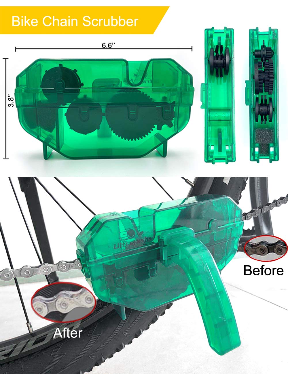 Ultrafashs Bike Cleaning Kit - Complete Bicycle Maintenance Set with Degreaser, Lubricant, Chain Scrubber & Brushes for Mountain, Road, MTB, E-bikes