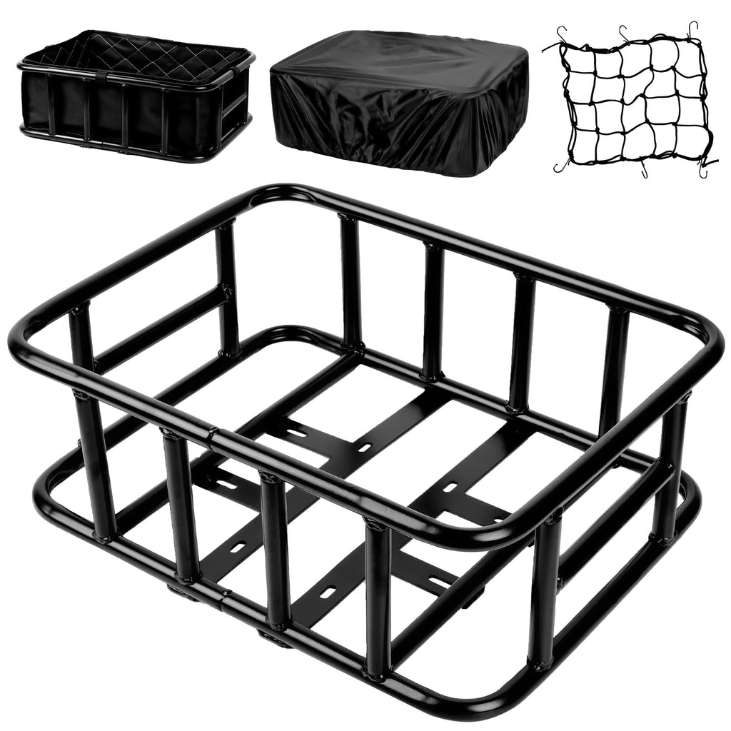 SAMRELAX Large Rear Bike Basket with Waterproof Cover