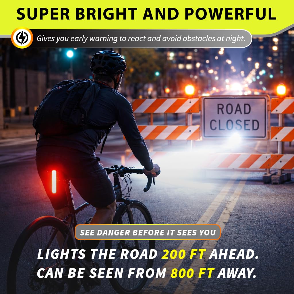 USB Rechargeable Bike Lights Set with Bell, LED Bicycle Front Rear Light