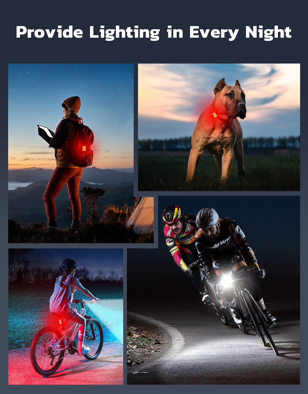 Zewdov Bike Lights for Night Riding, Rechargeable Bike Light Front and Back