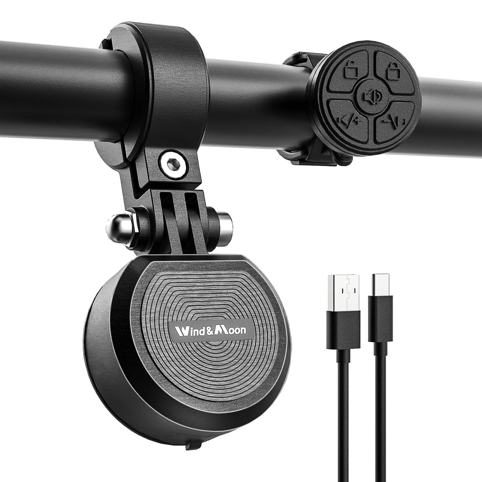 Wind&Moon 130dB Rechargeable Bike Horn & Anti-Theft Alarm