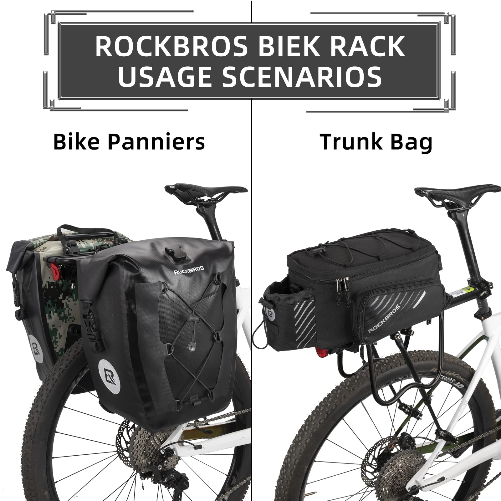 ROCKBROS Rear Bike Rack Quick Release Bike Cargo Rack for Luggage Commuting