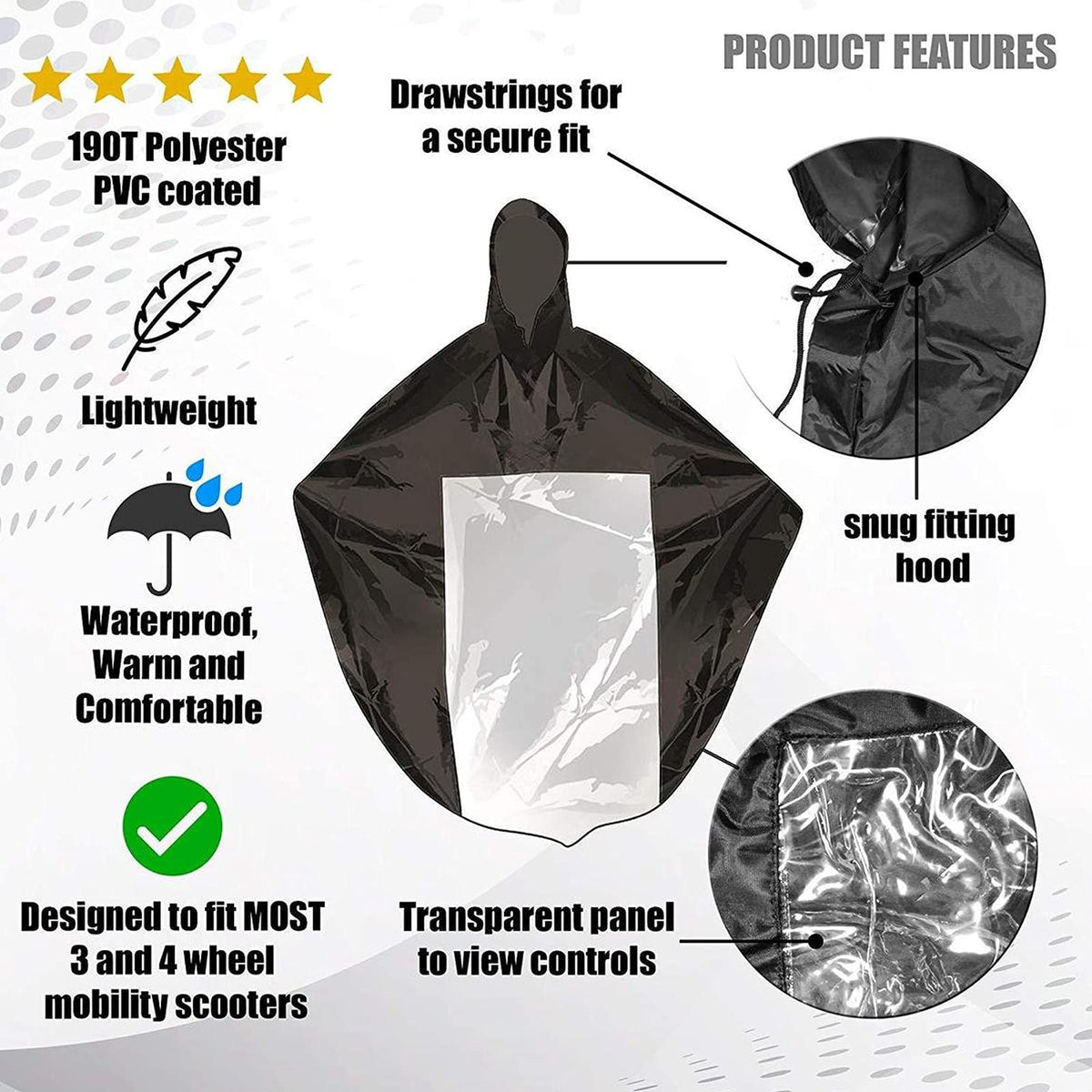 Waterproof Mobility Scooter Rain Cover with Durable Fabric
