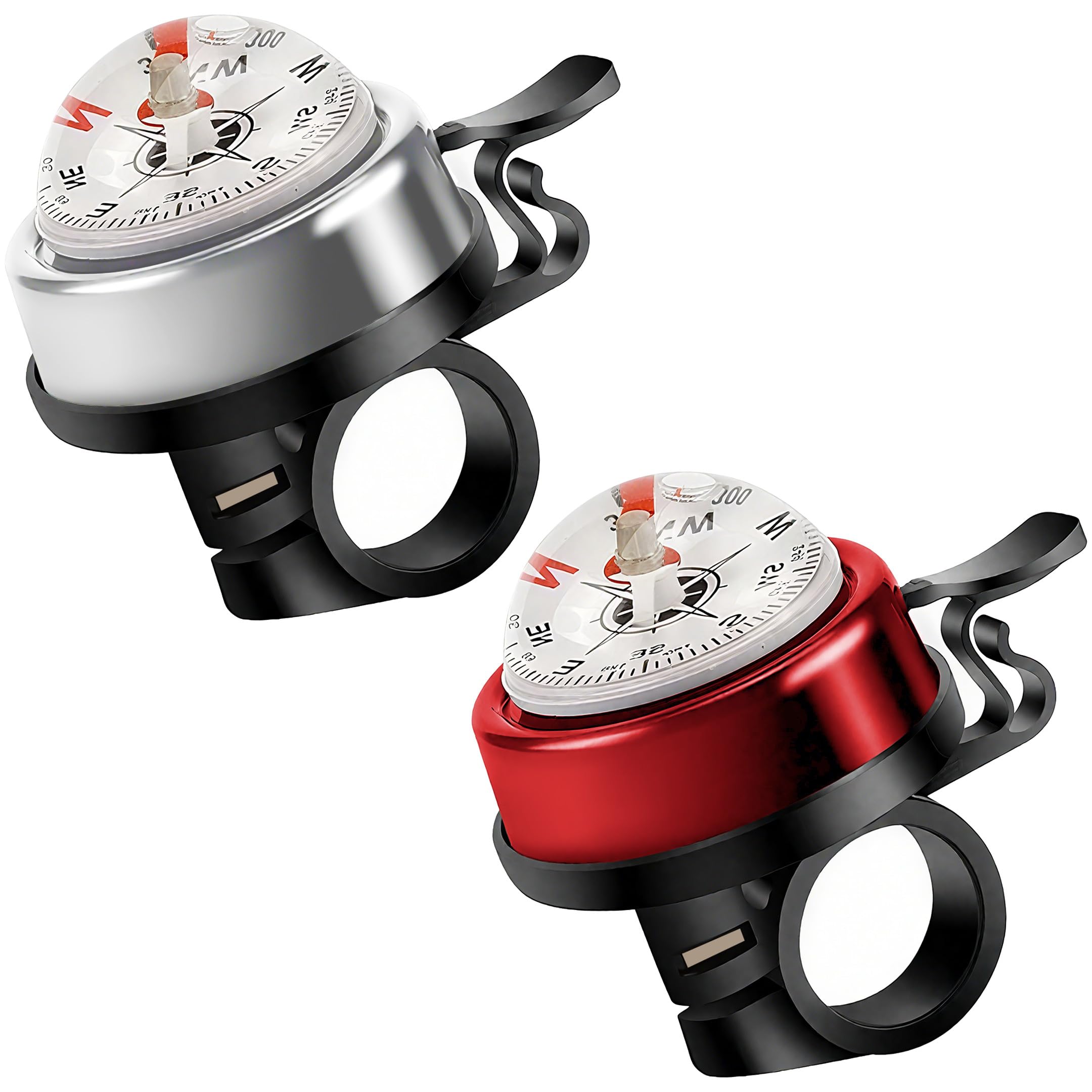 2-Pack Aluminum Alloy Compass Bike Bells for 22.2mm Handlebars