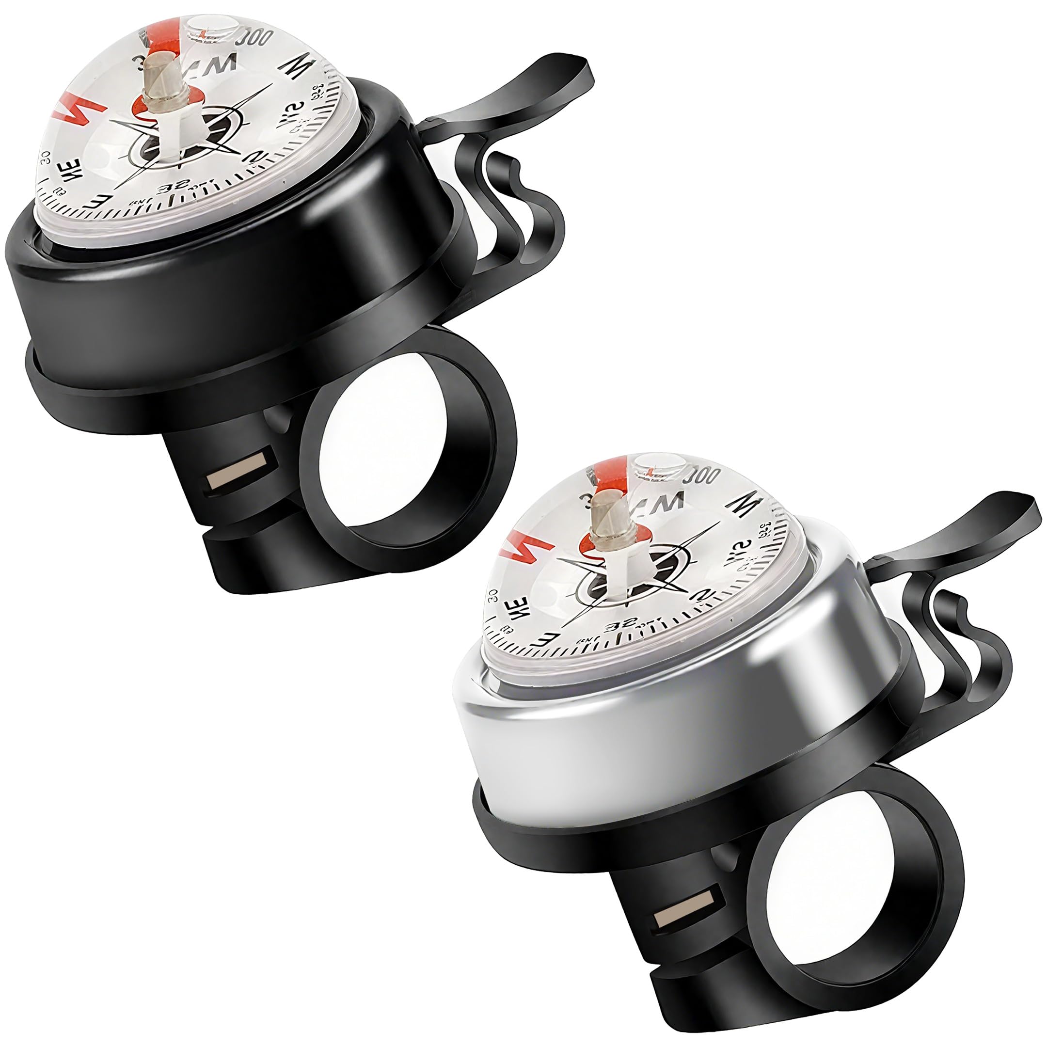 2-Pack Aluminum Alloy Compass Bike Bells for 22.2mm Handlebars
