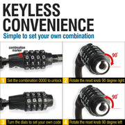 MARQUE 3/8-Inch Resettable Combination Bike Cable Lock