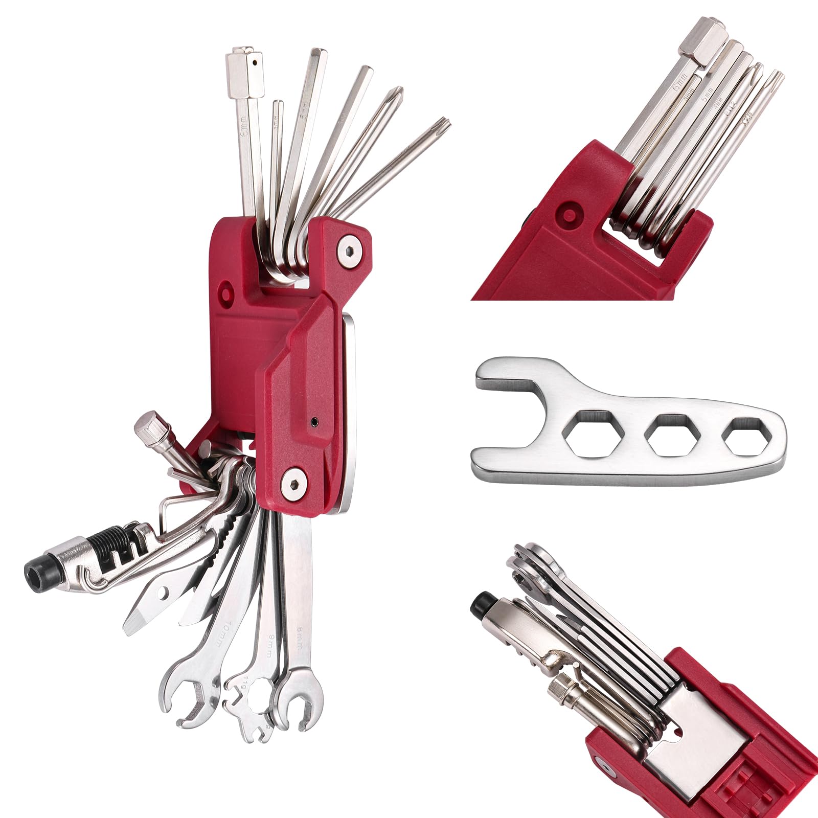 BONNEAIDE 21 Bike Repair Multitool Kit with Carry Case, Portable Cycling Tool Kits (21 in 1), Bicycle Tools Kit Set with Allen Wrench, Chain Tool, Bicycle Spoke Wrench