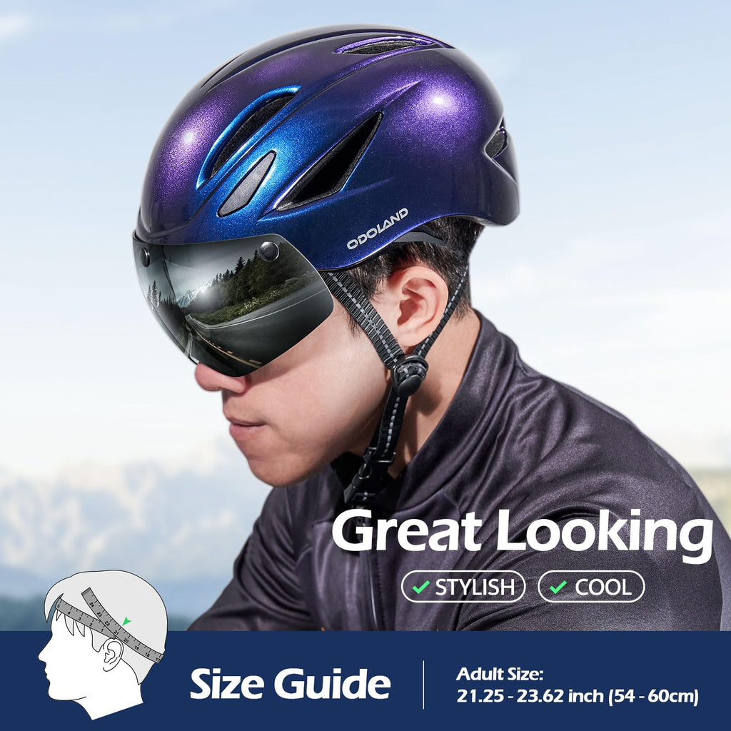 Odoland Adult Bike Helmet with Magnetic Sun Visor for Men Women for Cycling