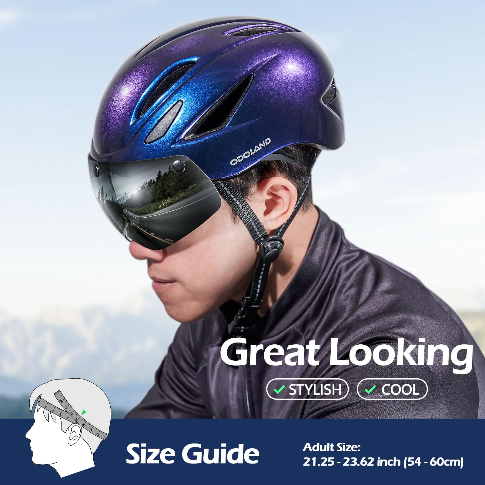 Odoland Adult Bike Helmet with Magnetic Sun Visor for Men Women for Cycling